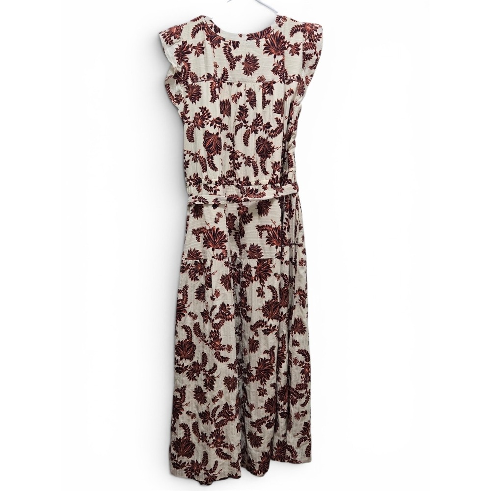 Lane Bryant Floral Cotton Midi Dress NWT Ruffle Sleeve Belted Pocket Cream - Picture 12 of 12